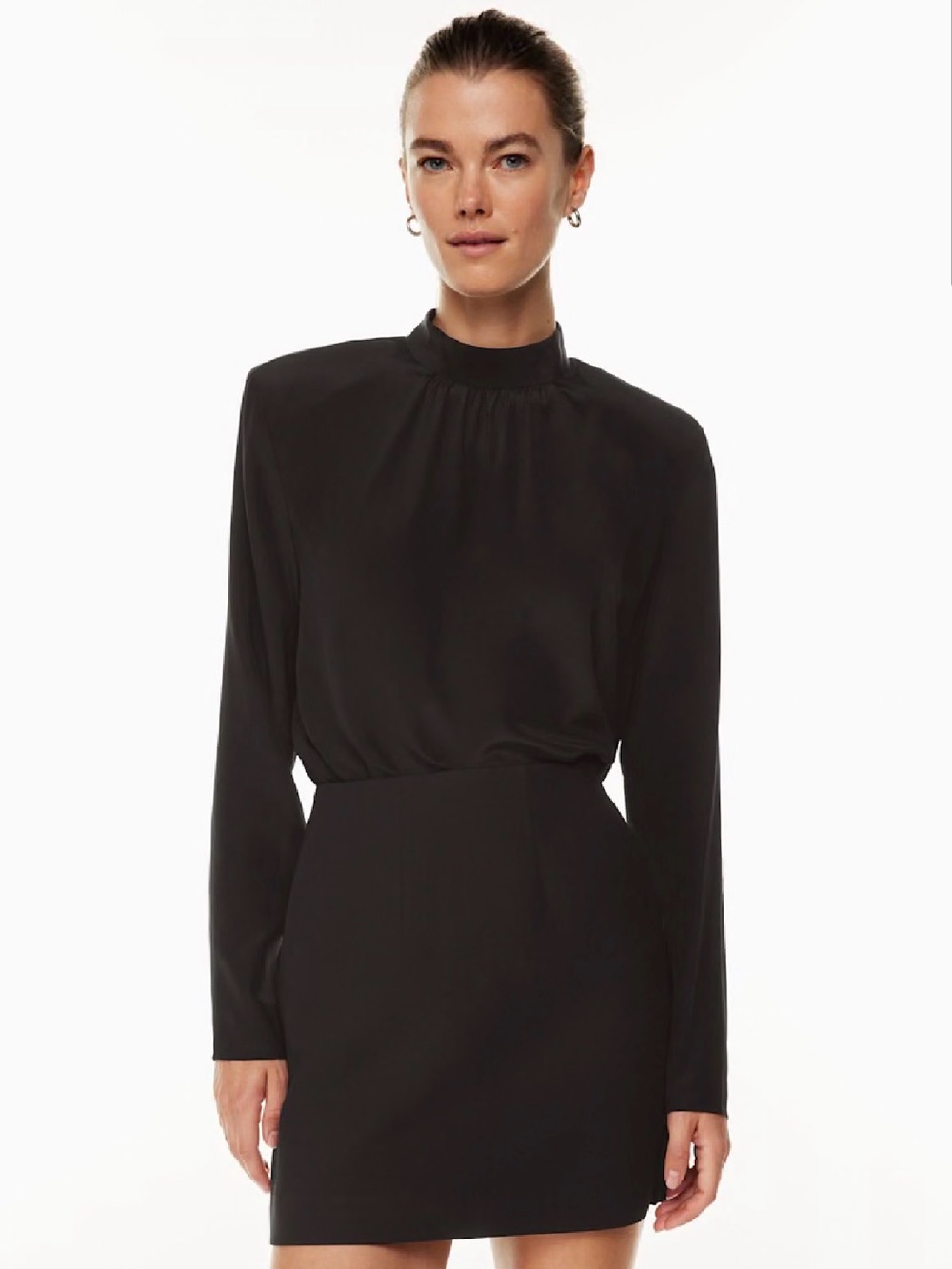 Aritzia Babaton Hollowell Silk Blouse Black